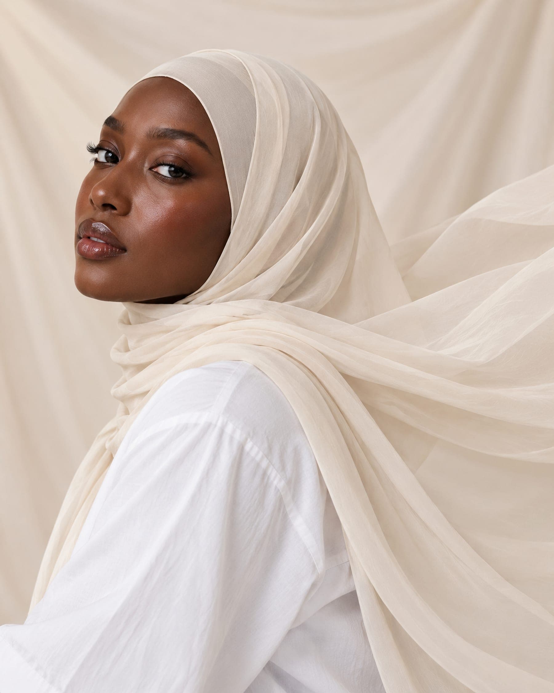 Ivory Chiffon Hijab